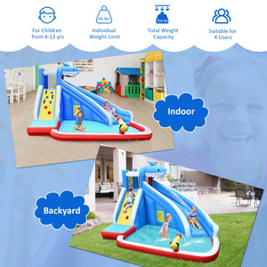 4-in-1 inflatable water park with long slide and 735W blower
