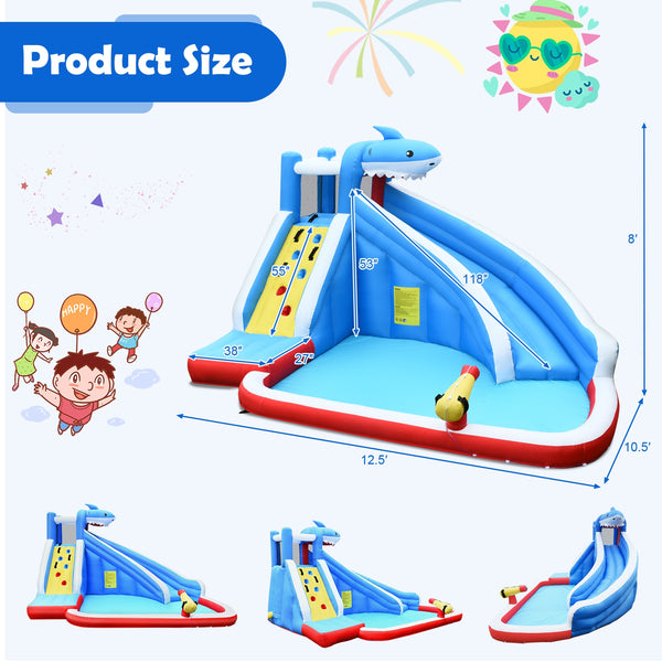 4-in-1 inflatable water park with long slide and 735W blower