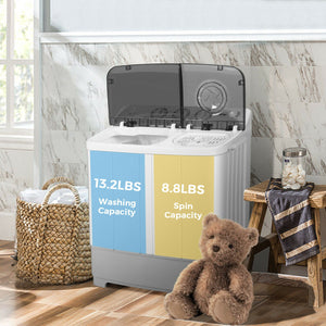 Machine à laver portable 2 en 1 d'une capacité de 22 lb avec contrôle de la minuterie - Bleu