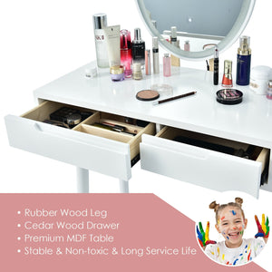 Touch screen vanity table and stool set - White