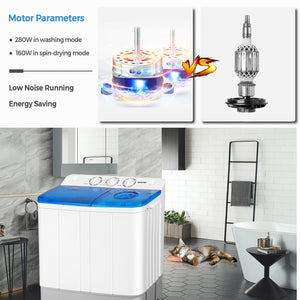 Machine à laver portable 2 en 1 d'une capacité de 22 lb avec contrôle de la minuterie - Bleu