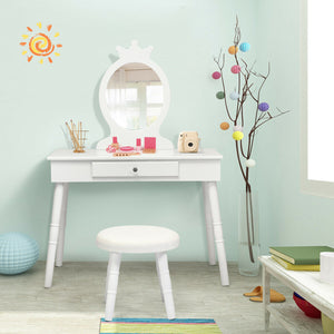 Children's vanity table and chair set makeup stool