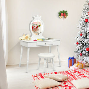 Children's vanity table and chair set makeup stool