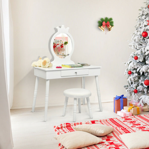 Children's vanity table and chair set makeup stool