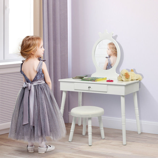 Children's vanity table and chair set makeup stool