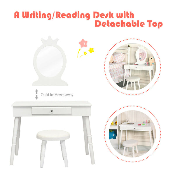 Children's vanity table and chair set makeup stool