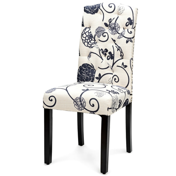 Set of 2 upholstered and padded dining chairs - Black and white