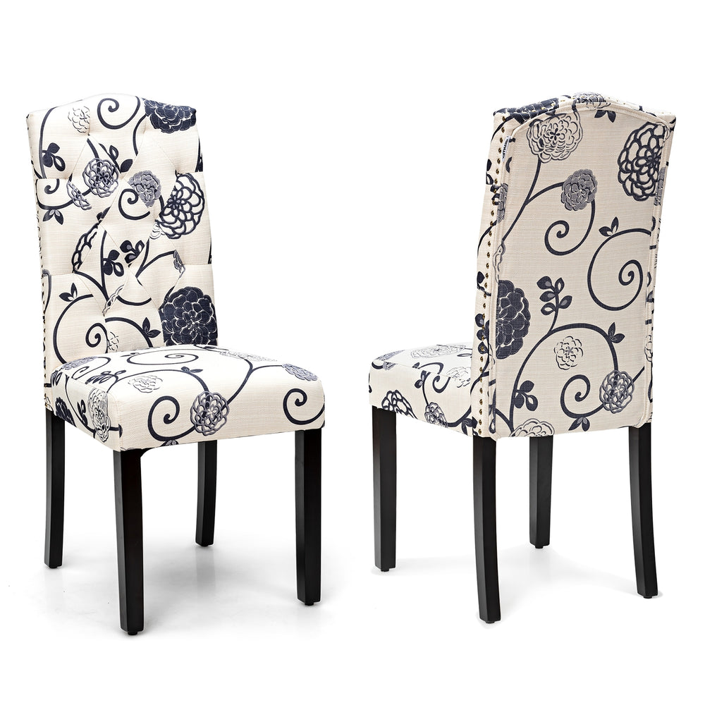 Set of 2 upholstered and padded dining chairs - Black and white