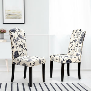 Set of 2 upholstered and padded dining chairs - Black and white