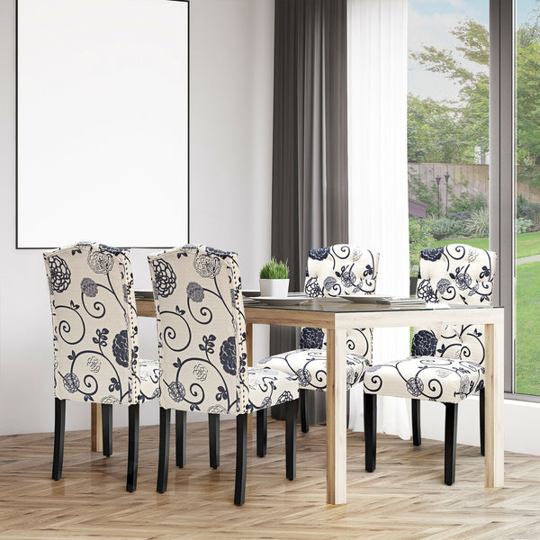 Set of 2 upholstered and padded dining chairs - Black and white