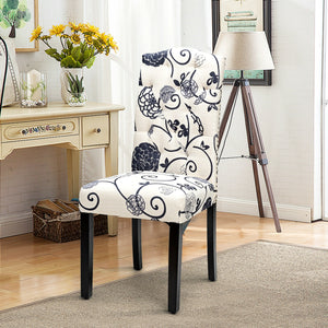 Set of 2 upholstered and padded dining chairs - Black and white