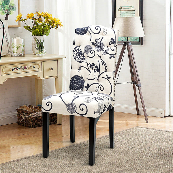 Set of 2 upholstered and padded dining chairs - Black and white