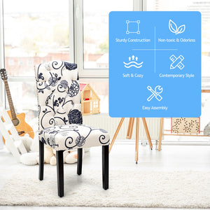 Set of 2 upholstered and padded dining chairs - Black and white