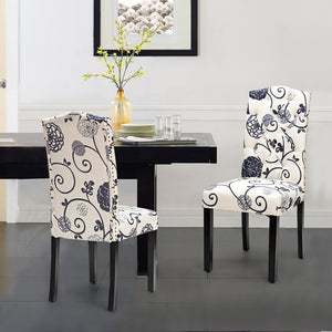 Set of 2 upholstered and padded dining chairs - Black and white