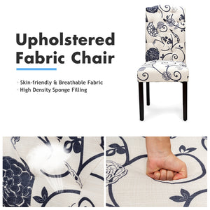 Set of 2 upholstered and padded dining chairs - Black and white