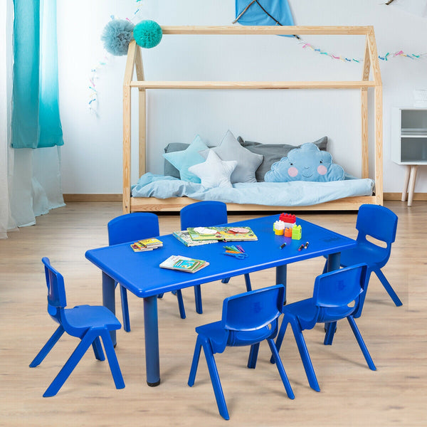 Rectangular plastic learning and play table for children - Red