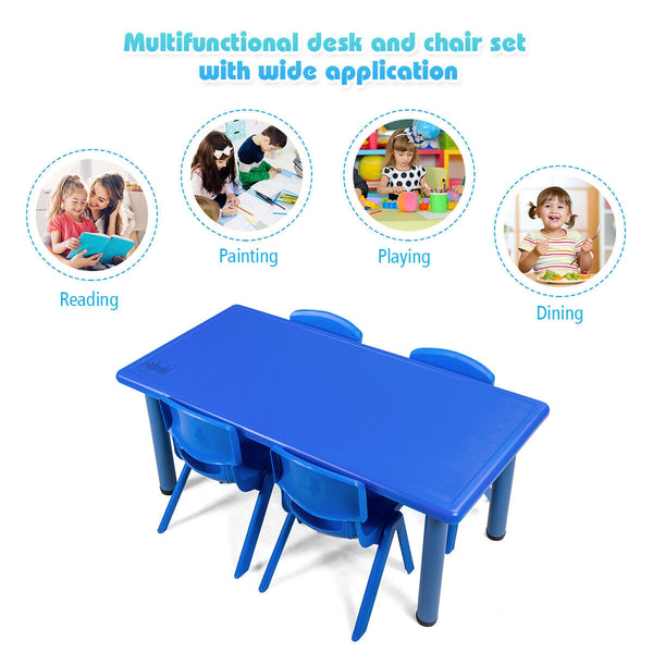 Rectangular plastic learning and play table for children - Red
