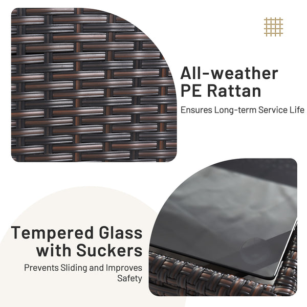 3-Piece Upholstered Rattan Patio Conversation Set with Coffee Table - Beige