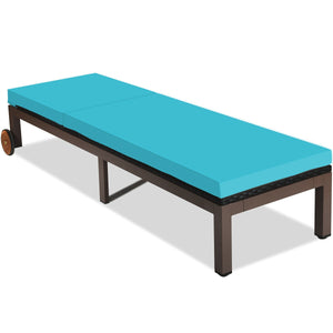 Patio lounge chair, rattan lounge chair, reclining lounge chair - turquoise