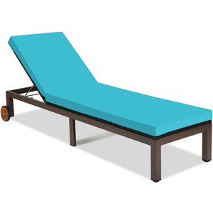 Patio lounge chair, rattan lounge chair, reclining lounge chair - turquoise