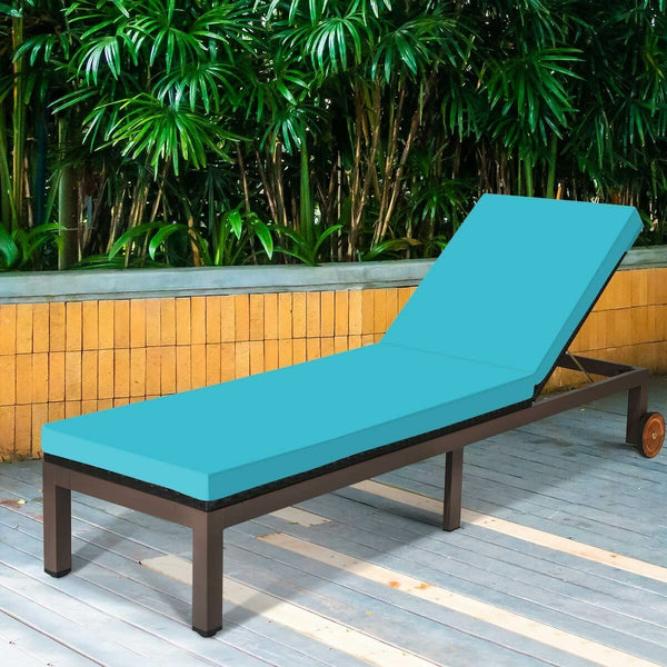 Patio lounge chair, rattan lounge chair, reclining lounge chair - turquoise