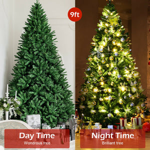 Premium quality 9-foot hinged artificial PVC Christmas tree with sturdy metal stand