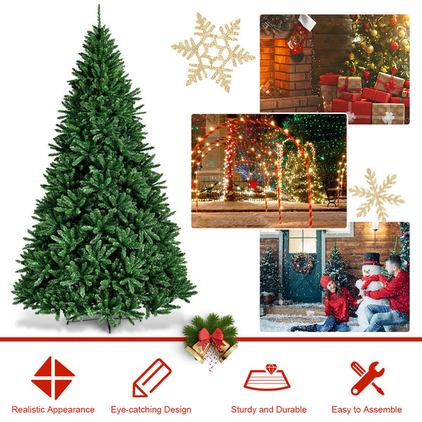 Premium quality 9-foot hinged artificial PVC Christmas tree with sturdy metal stand