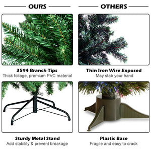 Premium quality 9-foot hinged artificial PVC Christmas tree with sturdy metal stand