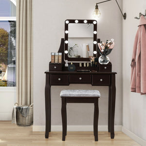 Ensemble de table de vanité avec miroir rectangulaire