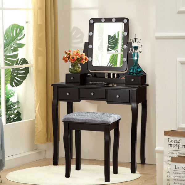 Ensemble de table de vanité avec miroir rectangulaire