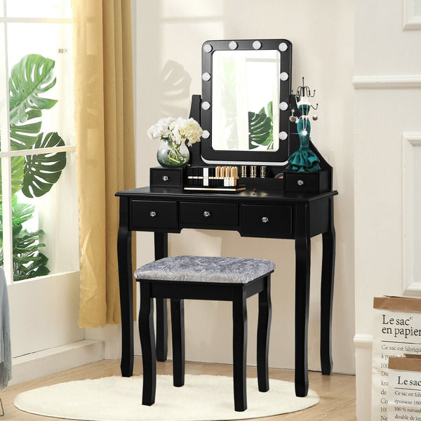 Ensemble de table de vanité avec miroir rectangulaire