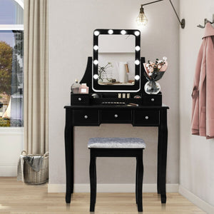 Ensemble de table de vanité avec miroir rectangulaire