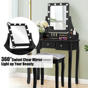 Ensemble de table de vanité avec miroir rectangulaire