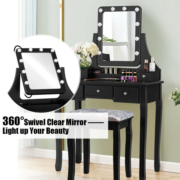Ensemble de table de vanité avec miroir rectangulaire