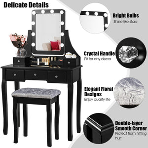 Ensemble de table de vanité avec miroir rectangulaire
