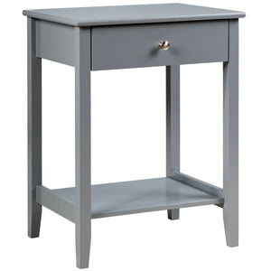 Wooden bedside table with sliding drawer - Grey