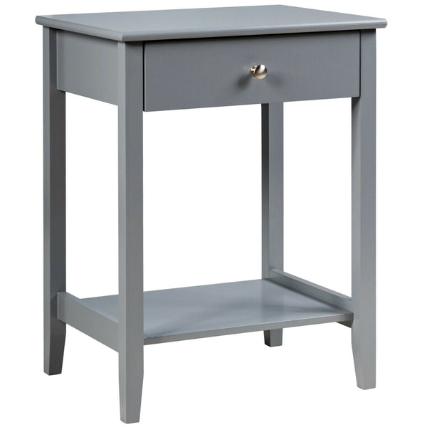 Wooden bedside table with sliding drawer - Grey