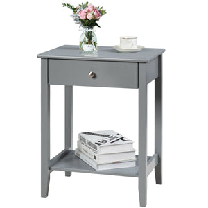 Wooden bedside table with sliding drawer - Grey