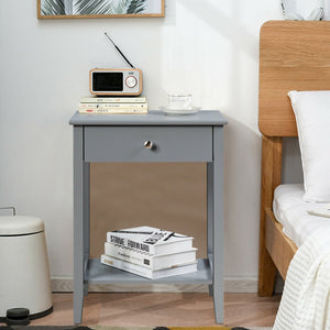 Wooden bedside table with sliding drawer - Grey