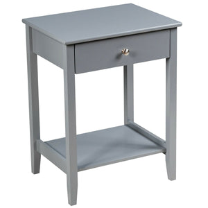 Wooden bedside table with sliding drawer - Grey