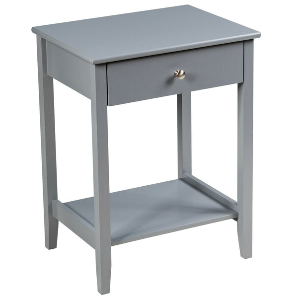 Wooden bedside table with sliding drawer - Grey
