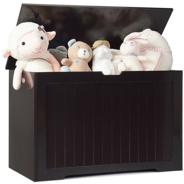 Toy Box Wooden toy organizer with flip-top lid-Brown