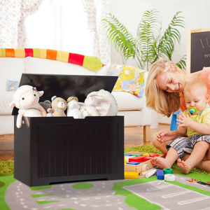 Toy Box Wooden toy organizer with flip-top lid-Brown