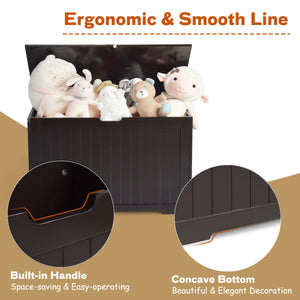 Toy Box Wooden toy organizer with flip-top lid-Brown
