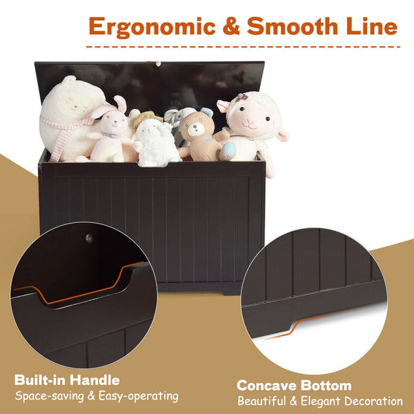 Toy Box Wooden toy organizer with flip-top lid-Brown