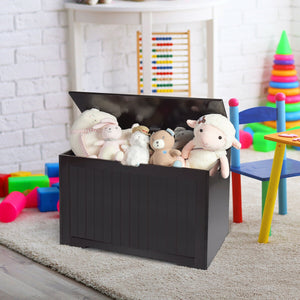 Toy Box Wooden toy organizer with flip-top lid-Brown