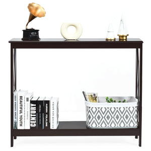 X-Design Console Table, 2-Tier Console - Dark Brown