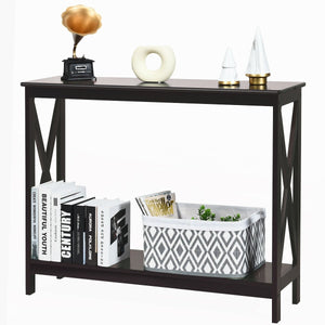 X-Design Console Table, 2-Tier Console - Dark Brown