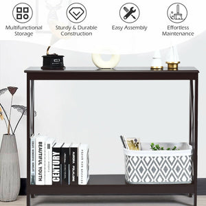X-Design Console Table, 2-Tier Console - Dark Brown