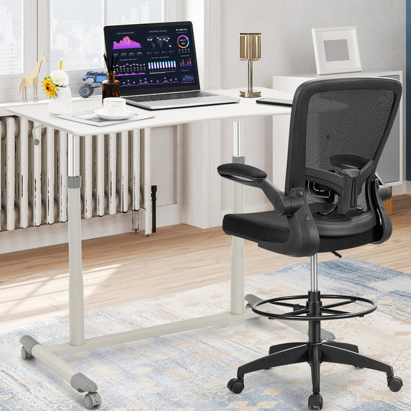 Height-adjustable computer desk, sit-stand rolling table